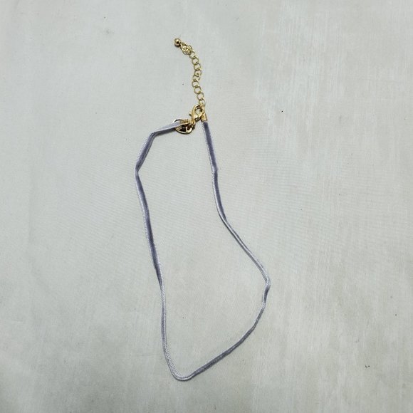 Charming Charlie 2 necklace set - clear quartz gold chain & gray velvet neck - Picture 5 of 7